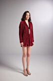Düğme Kapamalı Comfy Oversize Gömlek Bordo