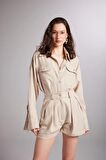 Oversize Kesim Julia Gömlek Bej