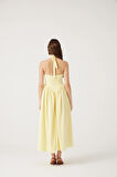 Boyundan Bağlamalı Bele Oturan Uzun Ophelia Elbise Sarı