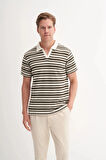 Cazador Polo Yaka Regular Fit Örme Çizgili Tişört 4033