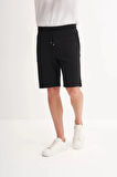 Cazador Jakarlı Regular Fit Örme Bermuda Şort 6073 Siyah