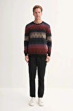 Cazador Vintage Soft Touch Slim Fit Bisiklet Yaka Desenli Kazak-33260