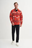 Cazador Vintage Desenli Kürk Dokulu Dik Yaka Regular Fit Sweatshirt-52440