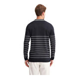 Slim Fit Viskon Dokulu Basic Çizgi Detaylı Polo Yaka Kazak-33020