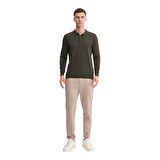 KAZAK Slim Fit Viskon Karışımlı Basic Polo Yaka Kazak