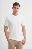 Cazador Erkek Bisiklet Yaka Örme Desen T shirt 40510 Beyaz