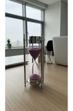 Gümüş Rengi Çift Pusulalı Kum Saati 20 cm Modern Metal Çerçeve Lüks Ofis Hediyelik Aksesuar Tek Ebat
