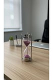 Gümüş Rengi Çift Pusulalı Kum Saati 20 cm Modern Metal Çerçeve Lüks Ofis Hediyelik Aksesuar Tek Ebat