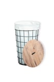 Dekoratif Yuvarlak Çamaşır Sepeti Metal Gövdeli Bez Torbalı Kirli Sepeti Siyah