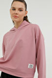 W-SDK104 ALYA CROP DETAIL Pembe Kadın Sweatshirt