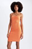 Bodycon Askili Midi Örme Elbise