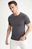 DeFacto Slim Fit Dar Kesim Bisiklet Yaka Premium Pamuklu Basic Düz Kısa Kollu Tişört M6606AZ23SPAR104