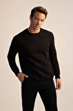 Regular Fit Bisiklet Yaka Basic Pamuklu Sweatshirt