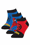 DeFacto Erkek Çocuk Marvel Spiderman Pamuklu 3'lü Patik Çorap X9652A6NSKR1