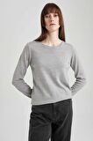 DeFacto Regular Fit Bisiklet Yaka Basic Kazak F7091AZ23WNGR77