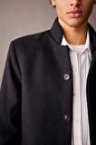 DeFacto Slim Fit Kaşe Kaban Parka Dar Kesim Dik Yaka Düğmeli Cepli Astarlı N5811AZ23AUBK27