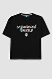 Fit NBA Los Angeles Lakers Oversize Fit Bisiklet Yaka Tisört