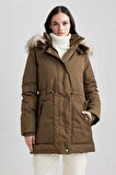 DeFacto Su Geçirmez Relax Fit Kapüşonlu Suni Kürklü Mont Parka A4074AX23WNKH6