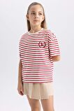 DeFacto Kız Çocuk Oversize Fit Kısa Kollu Tişört A5796A823AUBR470