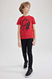 DeFacto Erkek Çocuk Bisiklet Yaka Atatürk Baskılı Pamuklu Penye Kısa Kollu Kırmızı Tişört W9131A623SMRD282