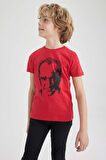 DeFacto Erkek Çocuk Bisiklet Yaka Atatürk Baskılı Pamuklu Penye Kısa Kollu Kırmızı Tişört W9131A623SMRD282