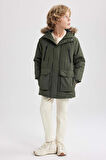 DeFacto Erkek Çocuk Kapüşonlu Su İtici Pelüş Astar Uzun Mont Kaban A2259A823WNKH172