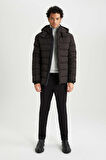 DeFacto Slim Fit Dik Yaka Suni Kürk Astarlı Şişme Mont R0216AZ23AUBK27