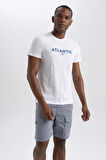 DeFacto Slim Fit Dar Kesim Bisiklet Yaka Baskılı Kısa Kollu Tişört A4011AX23HSWT34