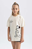 DeFacto Kız Çocuk Disney Mickey & Minnie Oversize Fit Kısa Kollu Tişört A5608A823AUER134