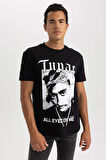 Tupac Shakur Regular Fit Bisiklet Yaka Baskili Tisört