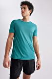 DeFactoFit Slim Fit Dar Kesim Bisiklet Yaka Baskılı Kısa Kollu Sporcu Tişört X6142AZ23SPGN450