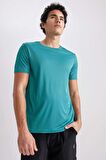 DeFactoFit Slim Fit Dar Kesim Bisiklet Yaka Baskılı Kısa Kollu Sporcu Tişört X6142AZ23SPGN450