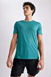 DeFactoFit Slim Fit Dar Kesim Bisiklet Yaka Baskılı Kısa Kollu Sporcu Tişört X6142AZ23SPGN450