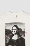 DeFacto Kız Çocuk Mona Lisa Relax Fit Bisiklet Yaka Kısa Kollu Tişört A5233A823HSER136