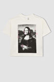 DeFacto Kız Çocuk Mona Lisa Relax Fit Bisiklet Yaka Kısa Kollu Tişört A5233A823HSER136