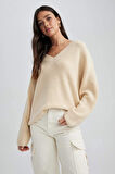 Oversize Fit V Yaka Kazak