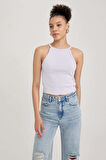 Coool Fitted Halter Yaka Ribana Basic Düz Atlet