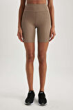 DeFactoFit Yüksek Bel Esnek Beli Saran Biker Kısa Basic Düz Sporcu Tayt Z6741AZ23SPBG73