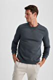 DeFacto Regular Fit Bisiklet Yaka Kalın Basic Düz Sweatshirt T3777AZ23AUAR184