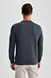 DeFacto Regular Fit Bisiklet Yaka Kalın Basic Düz Sweatshirt T3777AZ23AUAR184