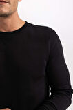 DeFacto Regular Fit Bisiklet Yaka Kalın Basic Düz Sweatshirt T3777AZ23AUBK81
