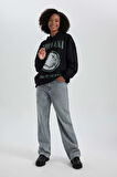 DeFacto Nirvana Oversize Fit Kapüşonlu Kalın Sweatshirt B3663AX23WNBK81