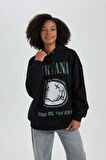DeFacto Nirvana Oversize Fit Kapüşonlu Kalın Sweatshirt B3663AX23WNBK81
