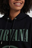 DeFacto Nirvana Oversize Fit Kapüşonlu Kalın Sweatshirt B3663AX23WNBK81