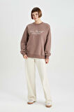 DeFacto Relax Fit Bisiklet Yaka Kalın Sweatshirt B4059AX23AUBN558