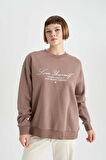 DeFacto Relax Fit Bisiklet Yaka Kalın Sweatshirt B4059AX23AUBN558