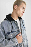 DeFacto Oversize Fit Kapüşonlu Jean Ceket B5745AX24SPNM39