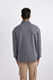 DeFacto Comfort Regular Fit Rahat Kalıp Fermuarlı Dik Yaka Basic Düz Sweatshirt X7405AZ24SPGR439