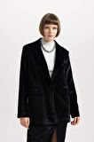 DeFacto Oversize Fit Kadife Blazer Ceket B4880AX23WNBK81