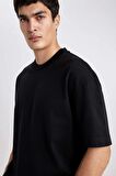 DeFacto Oversize Fit Bisiklet Yaka Kısa Kollu Tişört B4933AX24SPBK81